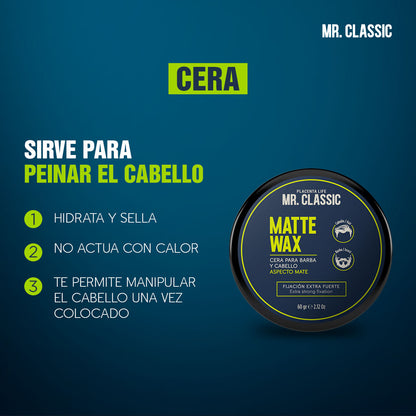 Mr. Classic Cera para Barba y Cabello (Aspecto Mate)