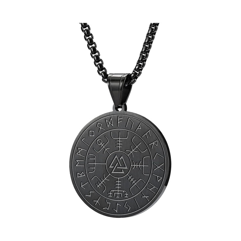 Pptabold - Collar Vikingo para Hombre con Dije Vegvisir en Acero Inoxidable